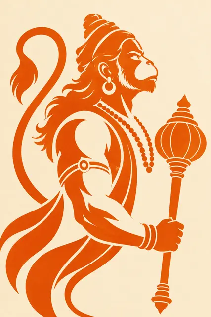 Saffron Hanuman: Serene Strength