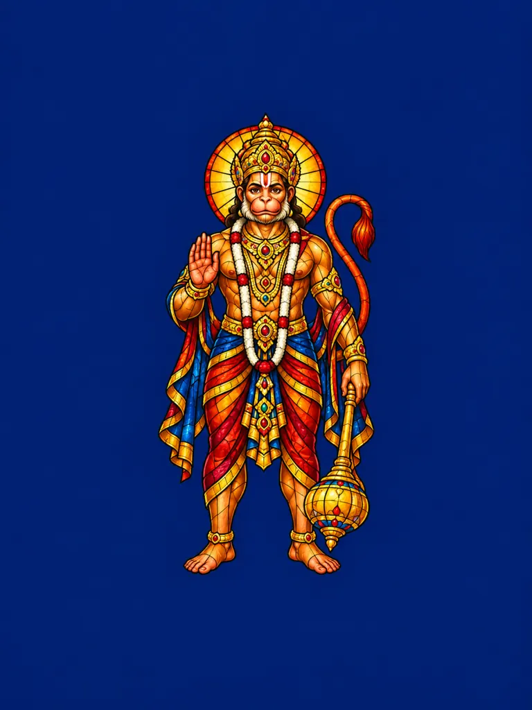 Stained Glass Style Hanuman wall tapestry artwork