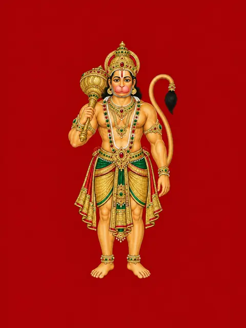 Tanjore-Inspired Hanuman with Gada