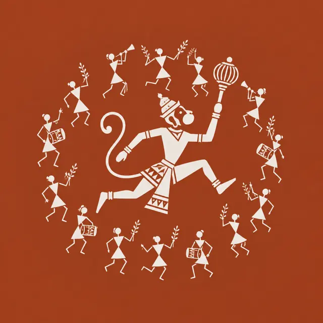 Warli-Inspired Hanuman
