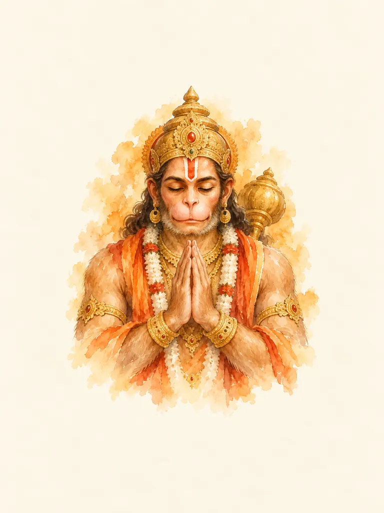 Watercolour Hanuman wall tapestry artwork