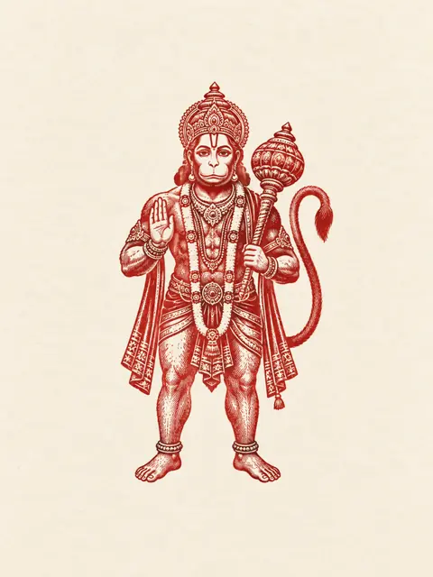 Woodcut Style Hanuman