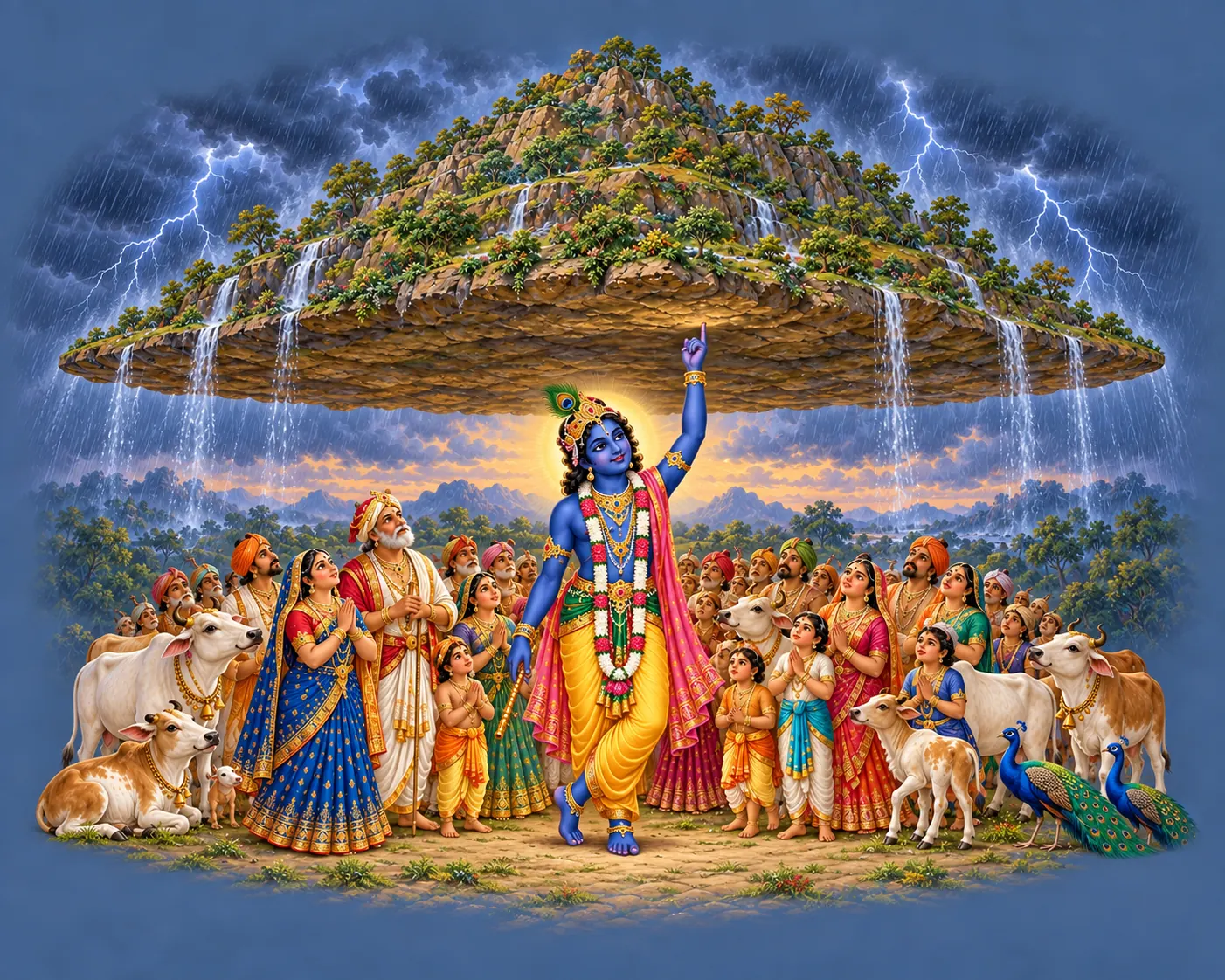 Govardhan Leela wall tapestry artwork
