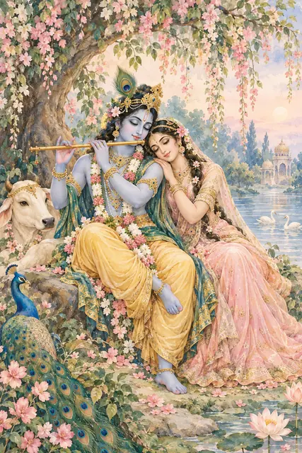 Radha and Krishna by the River