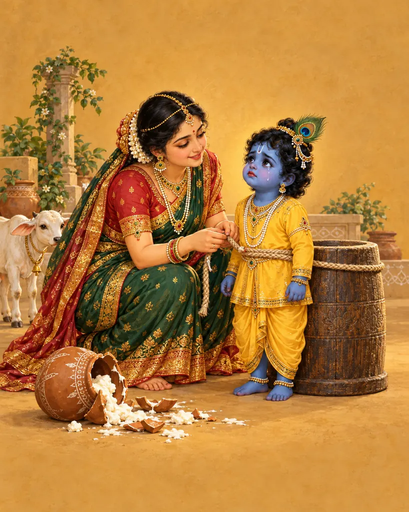 Yashoda and Damodar wall tapestry artwork