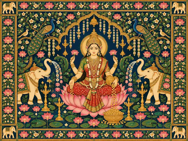 Goddess Lakshmi in a Golden Lotus Temple