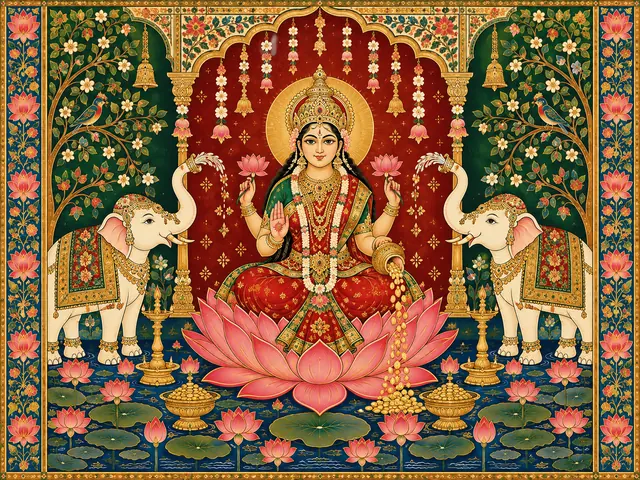 Goddess Lakshmi in a Lotus Temple Alcove