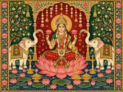 Goddess Lakshmi in a Lotus Temple Alcove