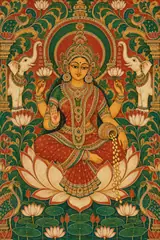 Lakshmi Amidst Temple Garden Splendour