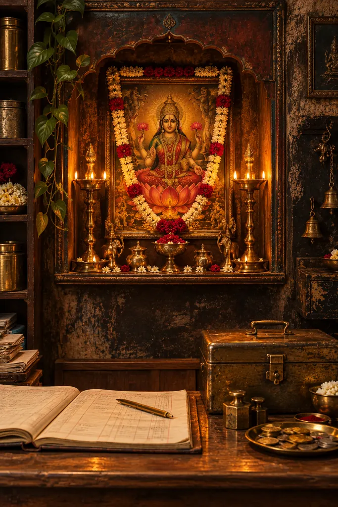 Lakshmi Shrine Above the Merchant's Counter wall tapestry artwork
