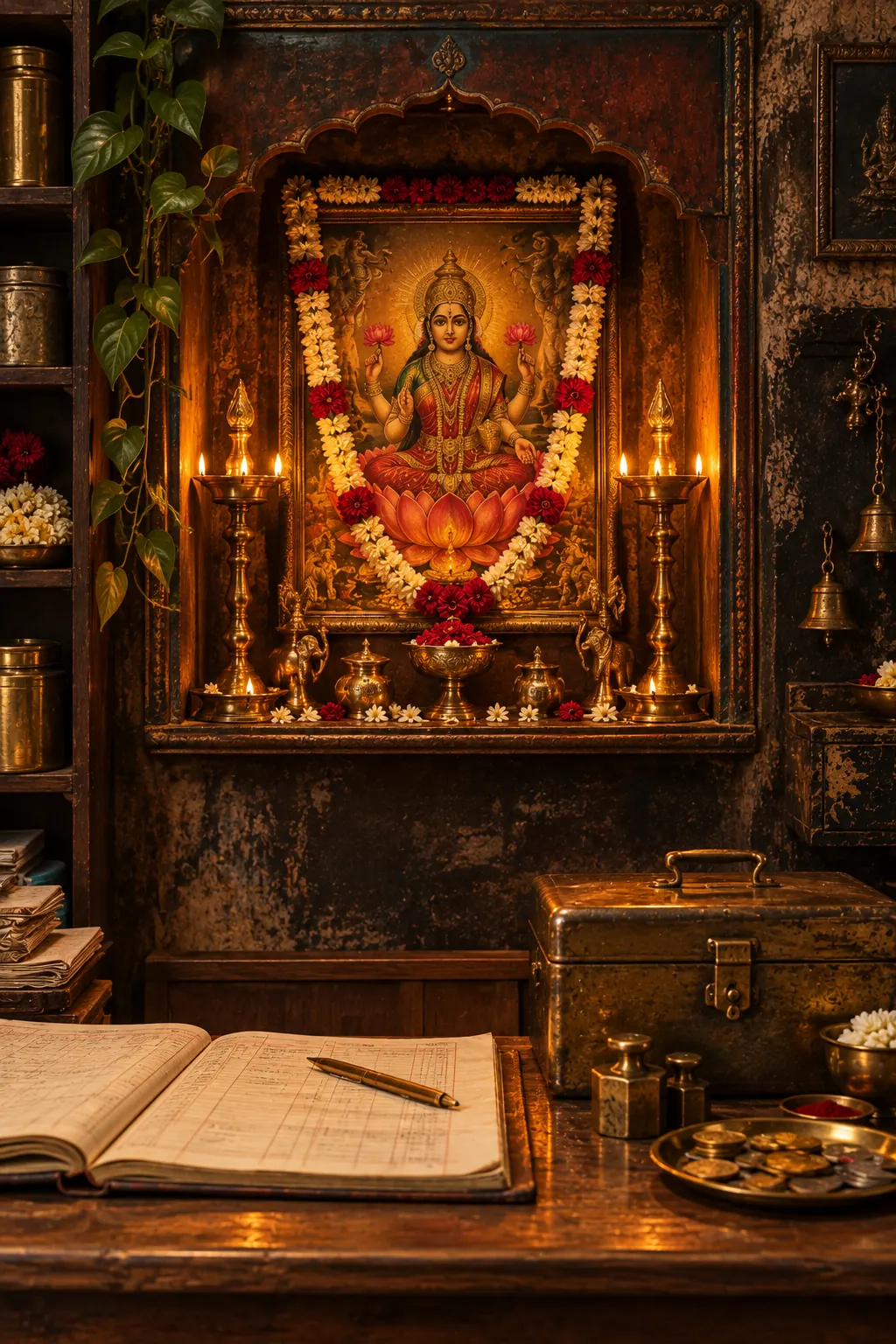 Lakshmi Shrine Above the Merchant's Counter wall tapestry artwork