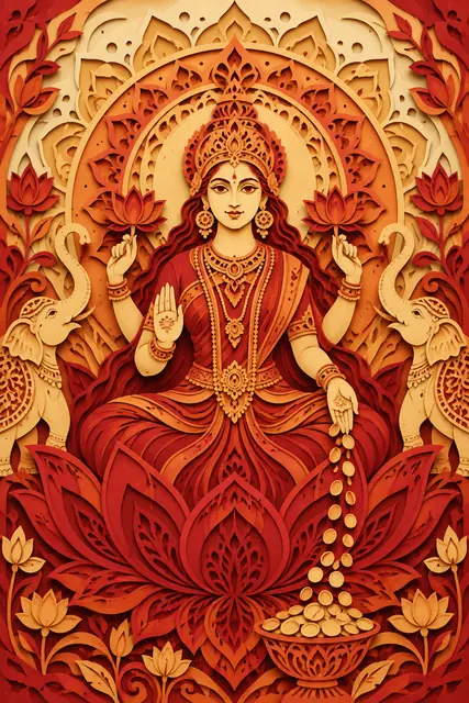 Layered Papercut Goddess Lakshmi Mandala