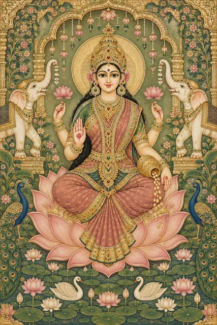 Ornate Lakshmi Beneath the Golden Arch