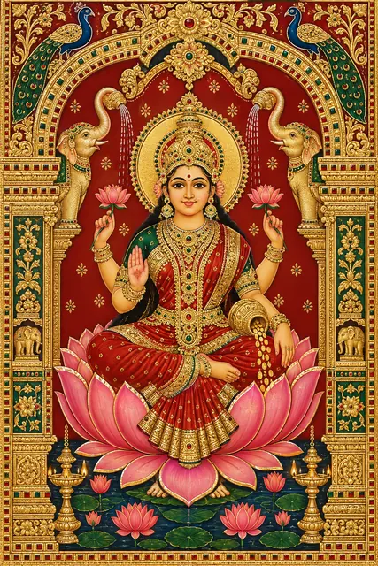 Tanjore Lakshmi Amidst Golden Splendour