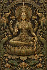 Verdigris Lakshmi Temple Relief