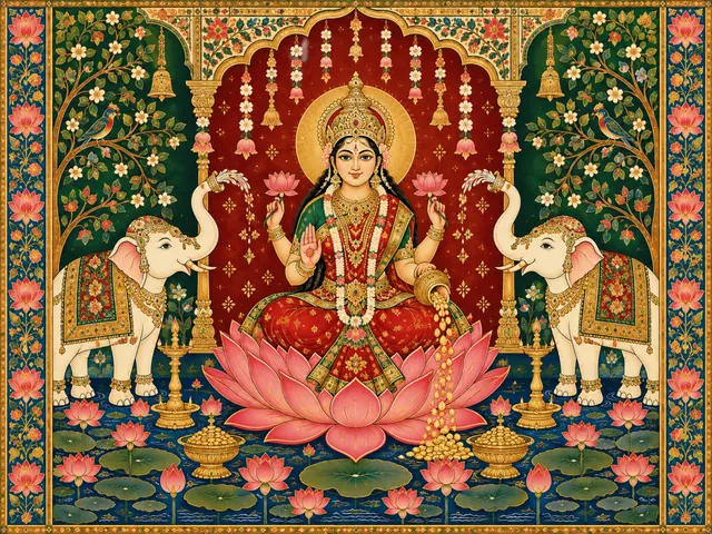 Goddess Lakshmi in a Lotus Temple Alcove