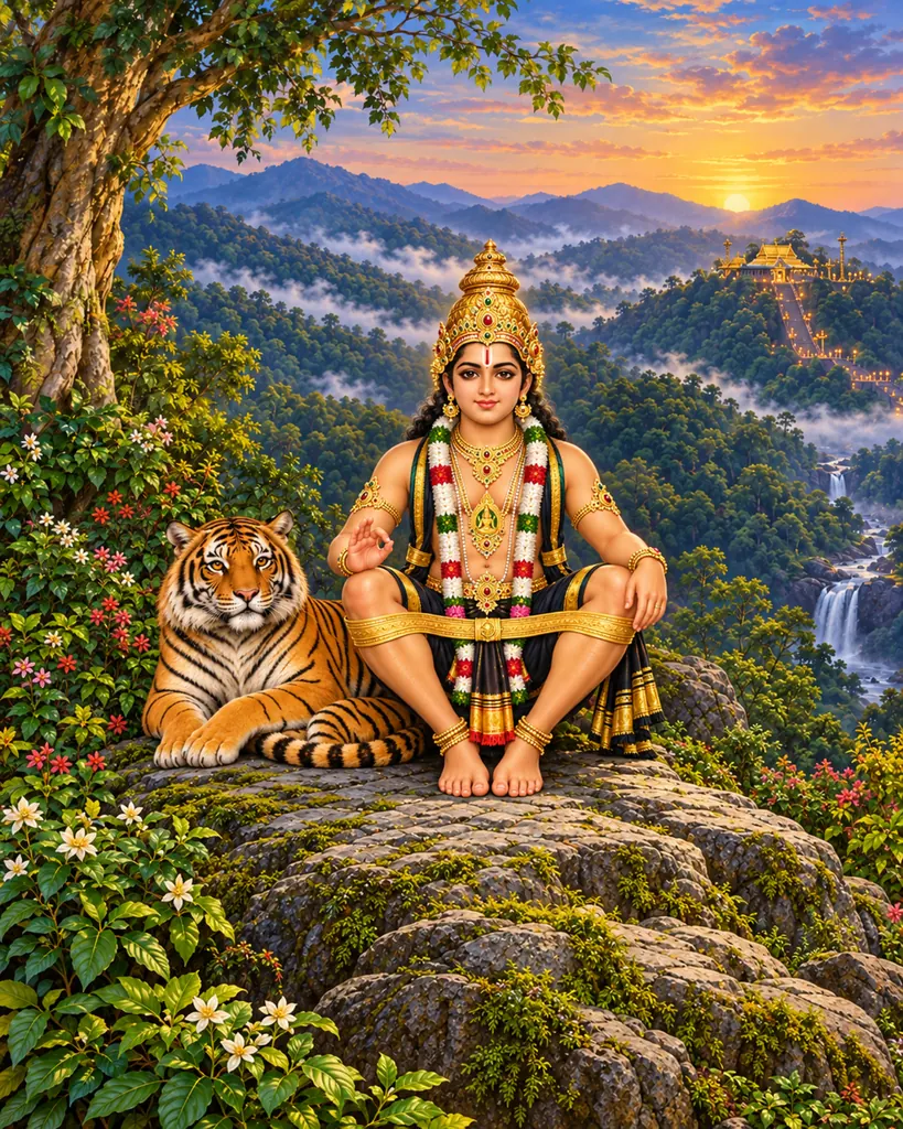 Ayyappa of Sabarimala wall tapestry artwork