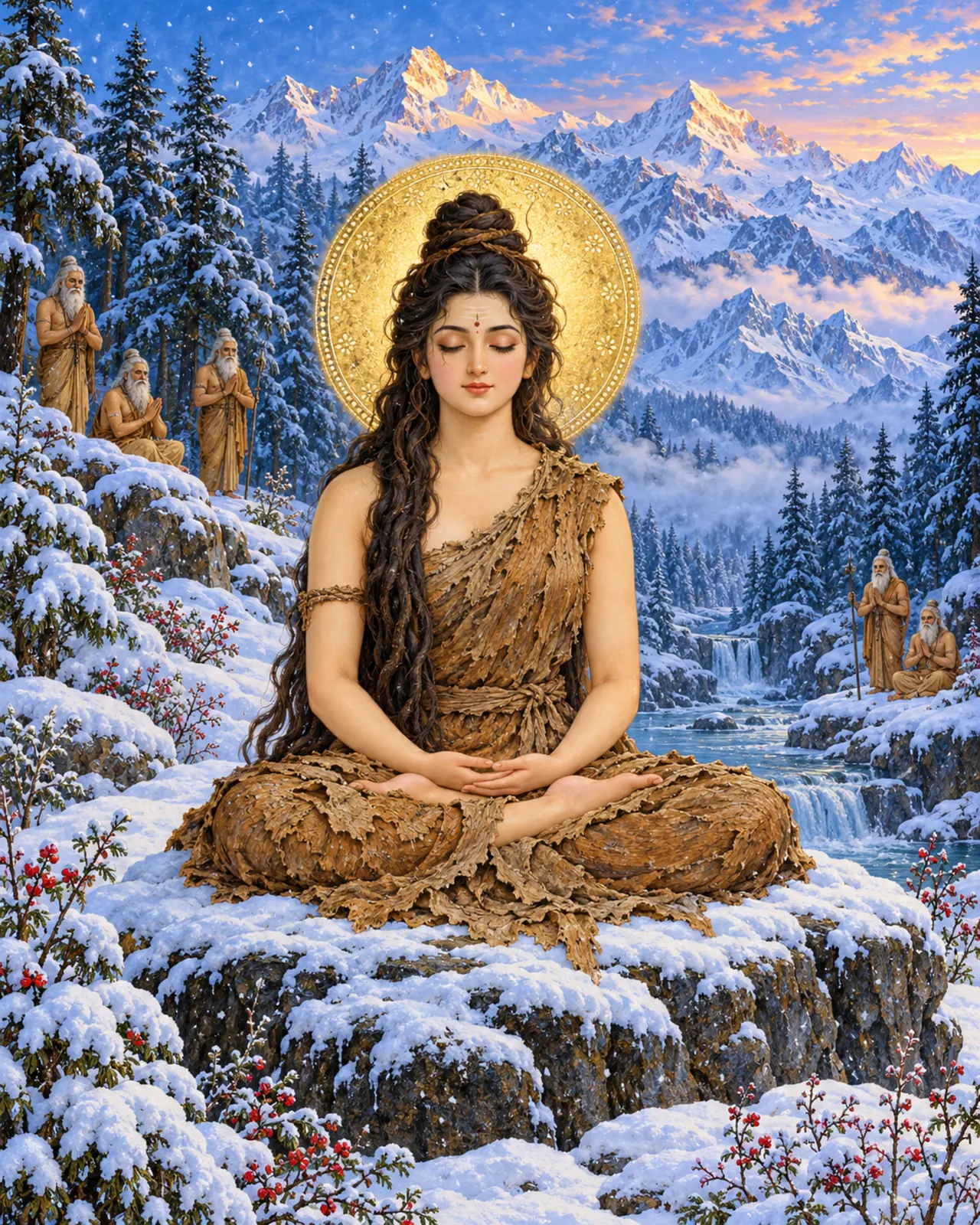 Parvati's Himalayan Penance wall tapestry artwork