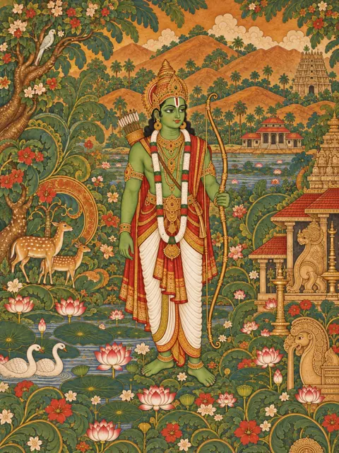 Kerala Mural-Inspired Rama