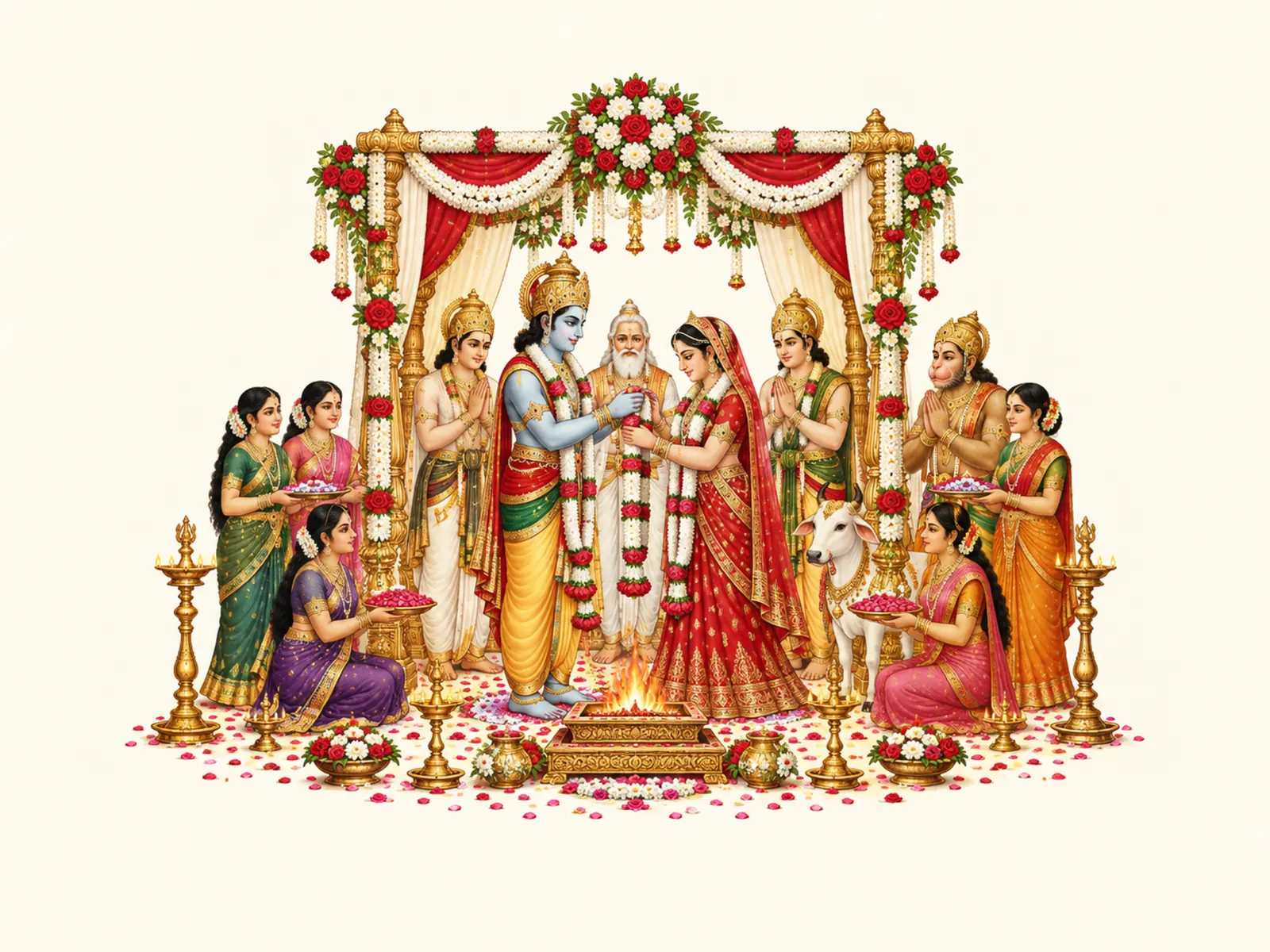 Ram Sita Vivah wall tapestry artwork