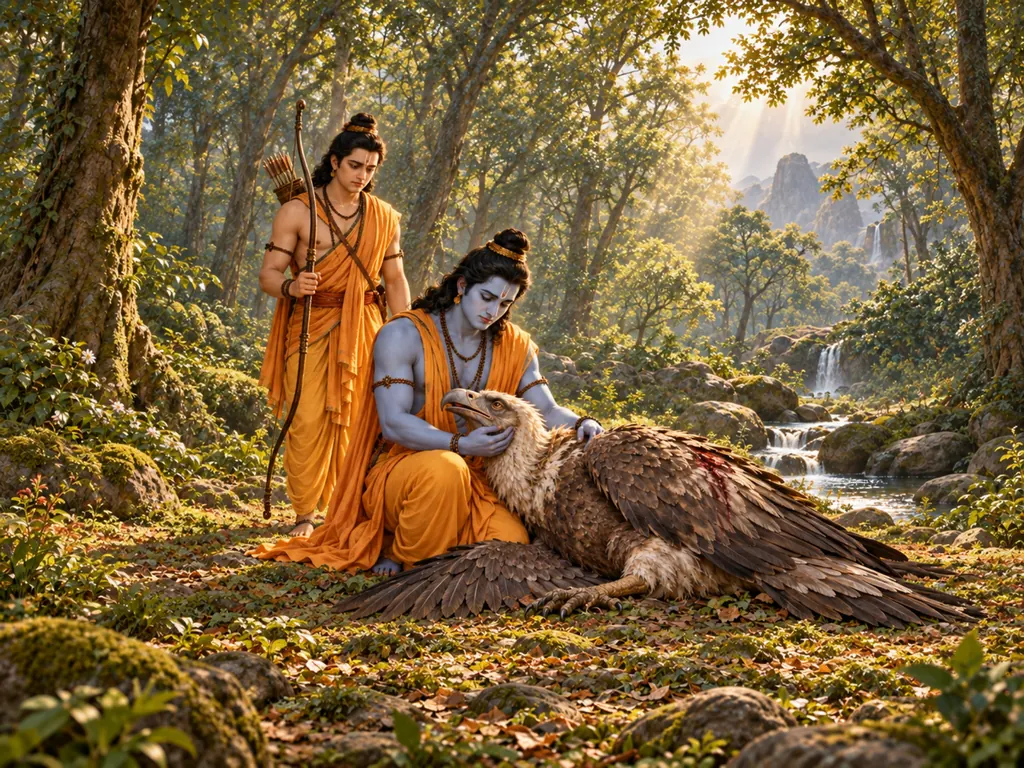 Rama and Jatayu wall tapestry artwork