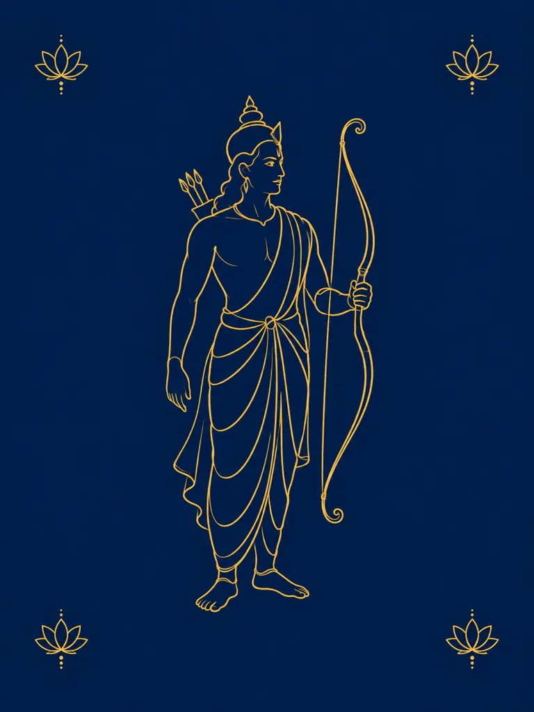 Rama Line Art wall tapestry artwork