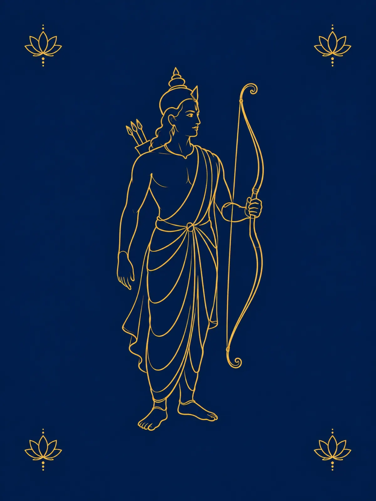 Rama Line Art wall tapestry artwork