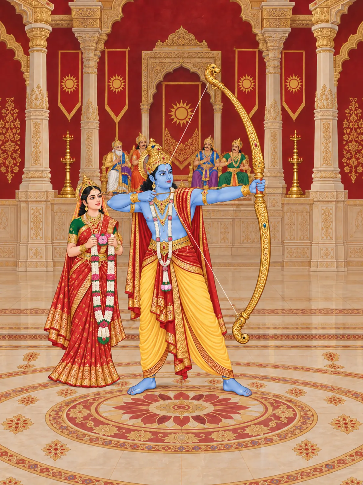 Sita Swayamvar wall tapestry artwork