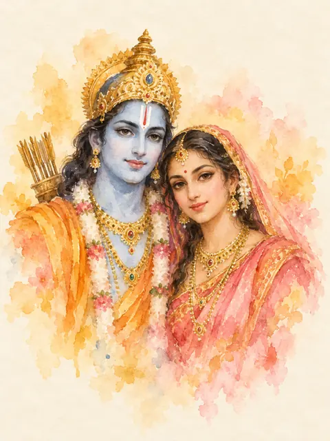 Watercolour Sita Ram