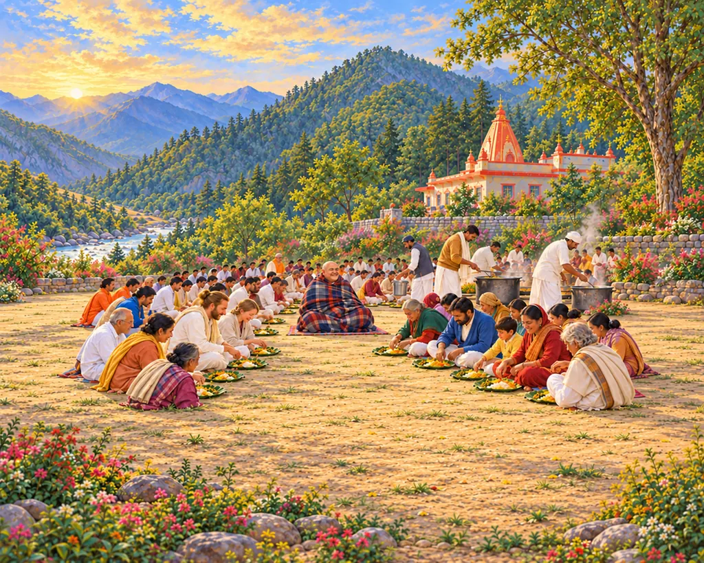 The Bhandara at Kainchi Dham wall tapestry artwork