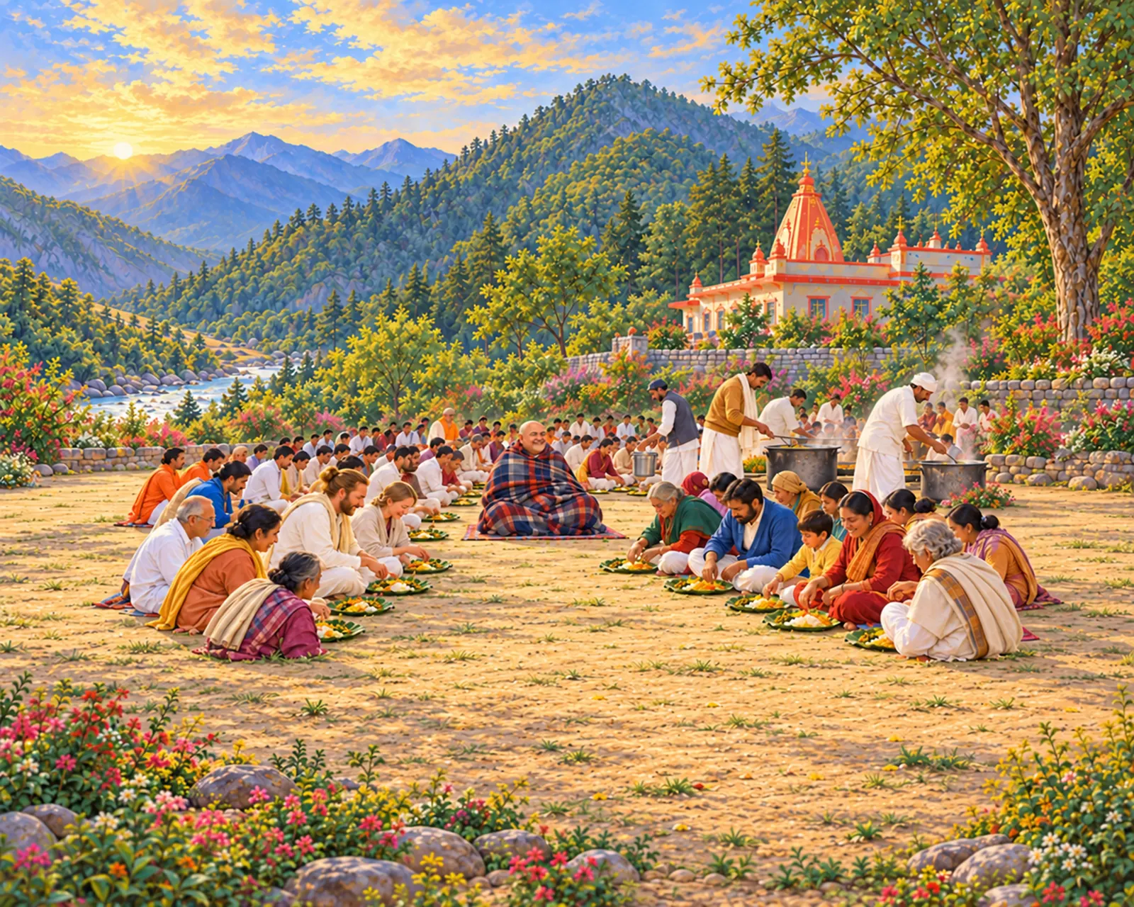The Bhandara at Kainchi Dham wall tapestry artwork