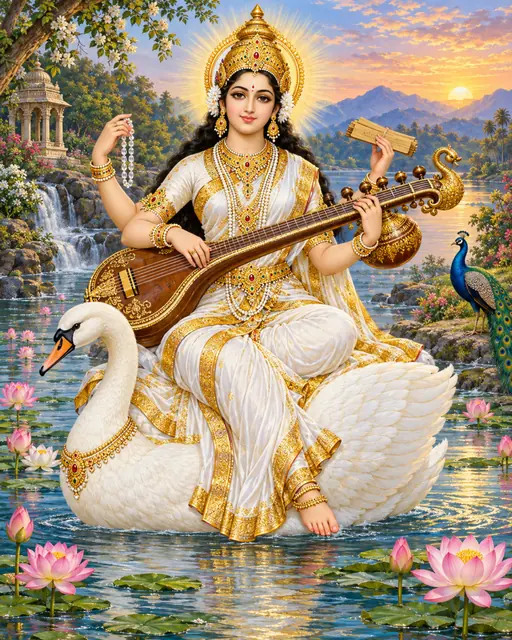 Saraswati on a White Swan