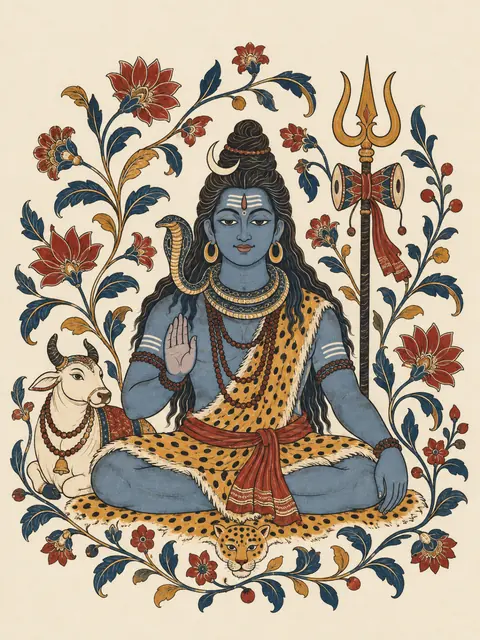 Kalamkari-Inspired Shiva