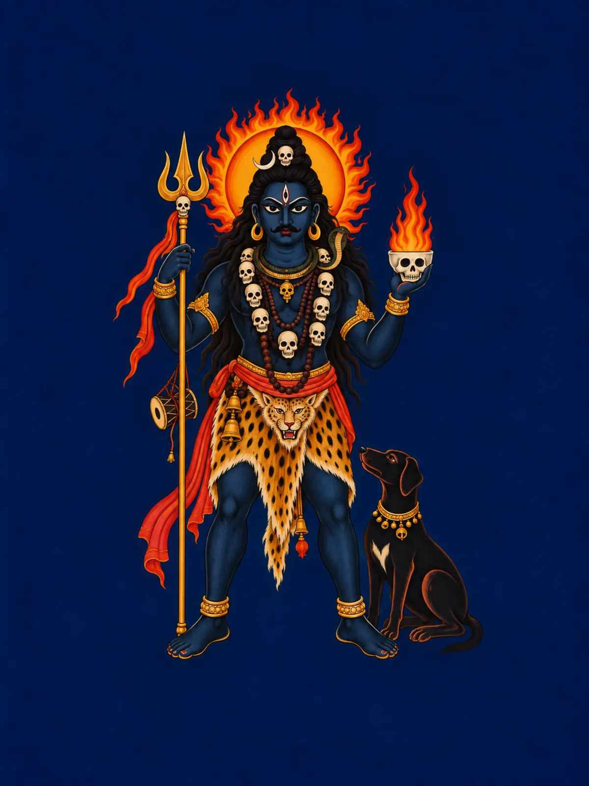 Kalighat-Inspired Bhairava wall tapestry artwork