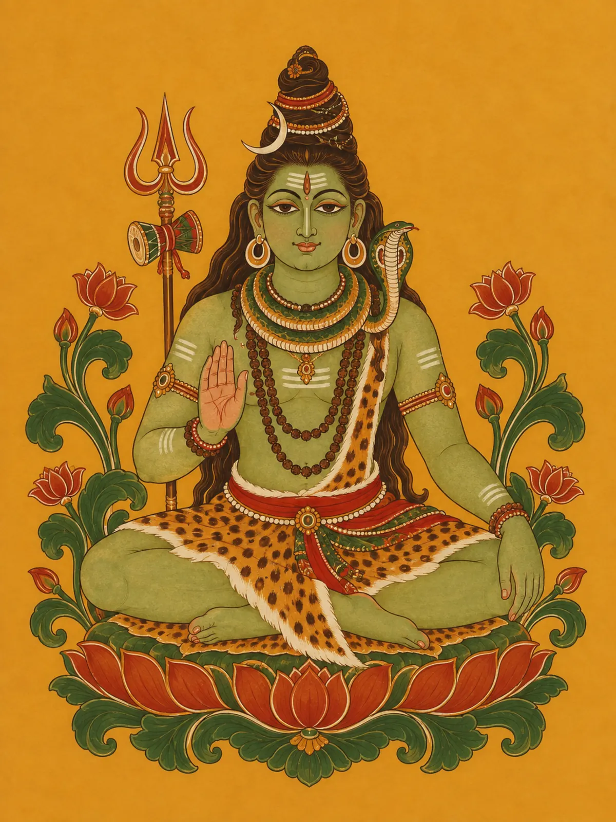 Kerala Mural-Inspired Shiva wall tapestry artwork