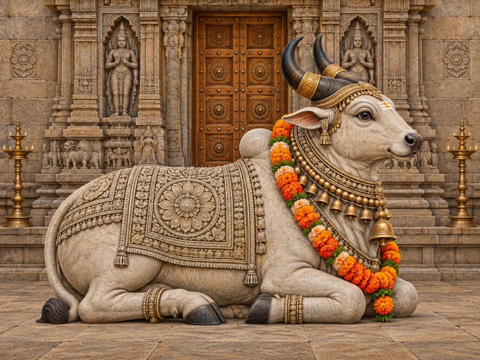 Nandi at the Temple Door wall tapestry artwork