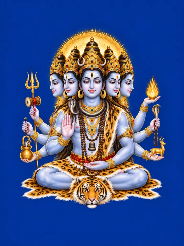 Panchamukhi Shiva wall tapestry artwork