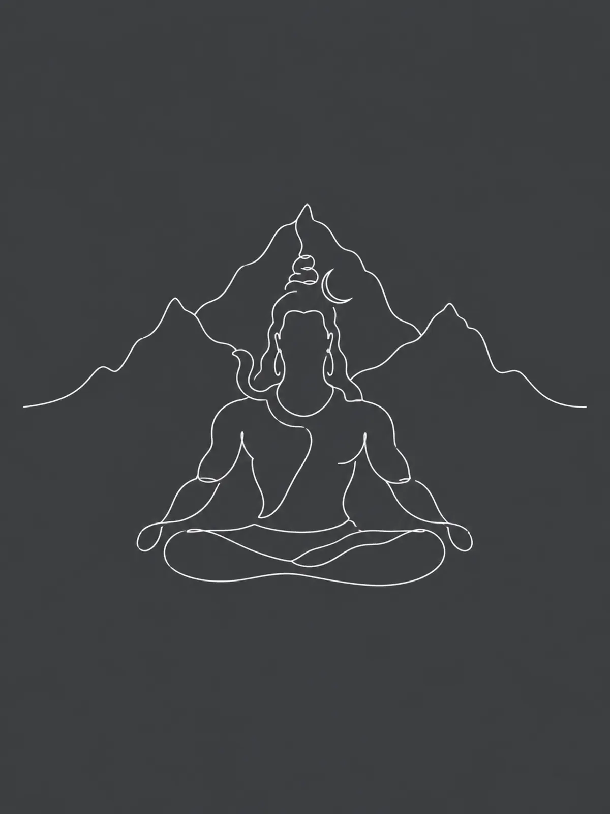 Shiva Kailash Line Art wall tapestry artwork