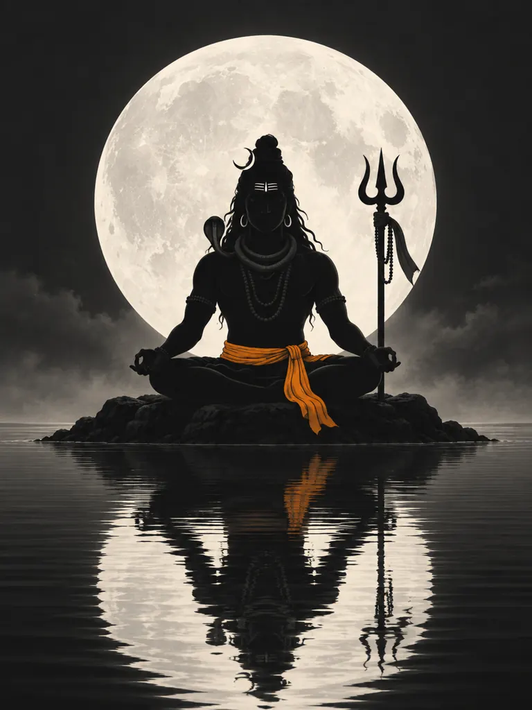 Shiva Moonlit Silhouette wall tapestry artwork