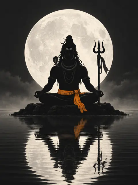 Shiva Moonlit Silhouette