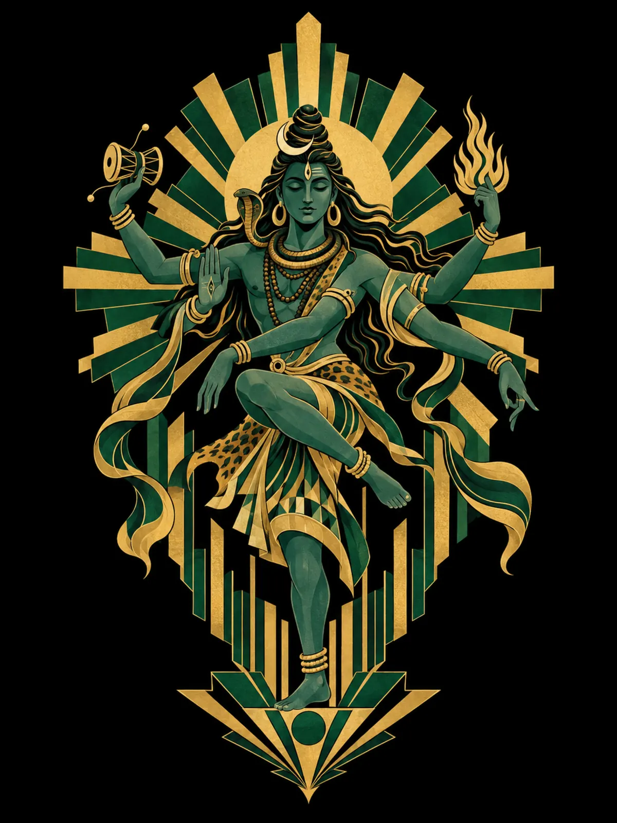 Shiva Tandav Art Deco wall tapestry artwork