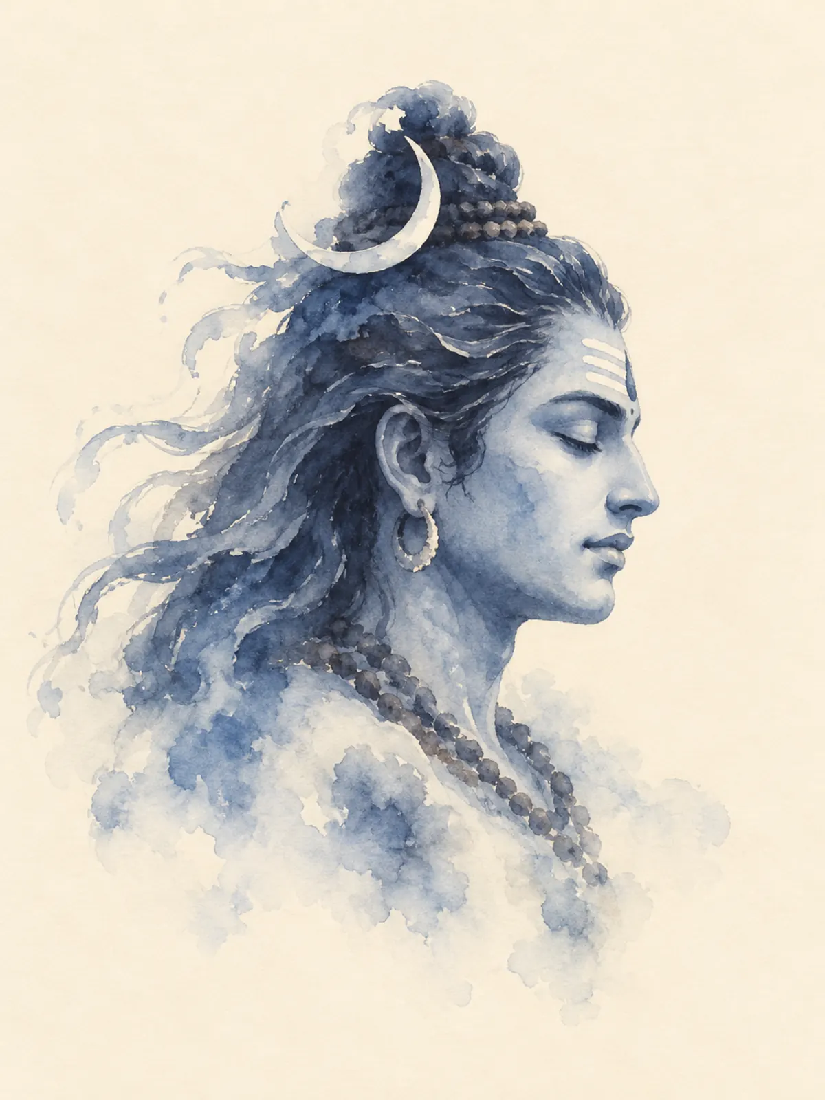 Shiva Watercolour Profile wall tapestry artwork
