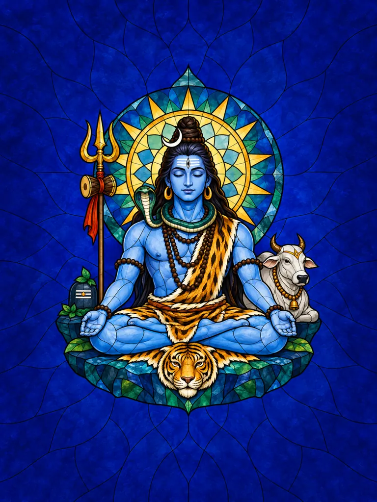 Stained Glass Shiva wall tapestry artwork