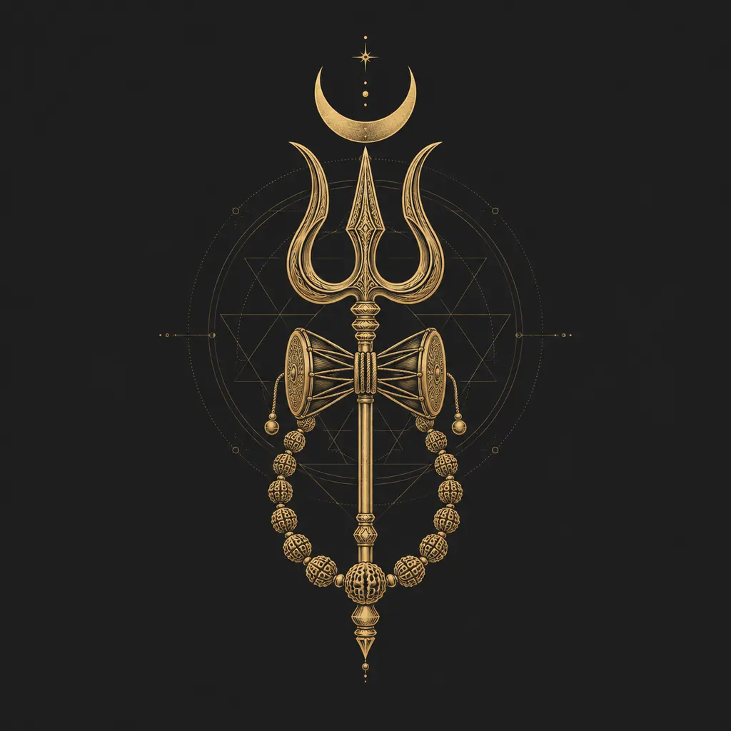 Trishul and Damaru wall tapestry artwork