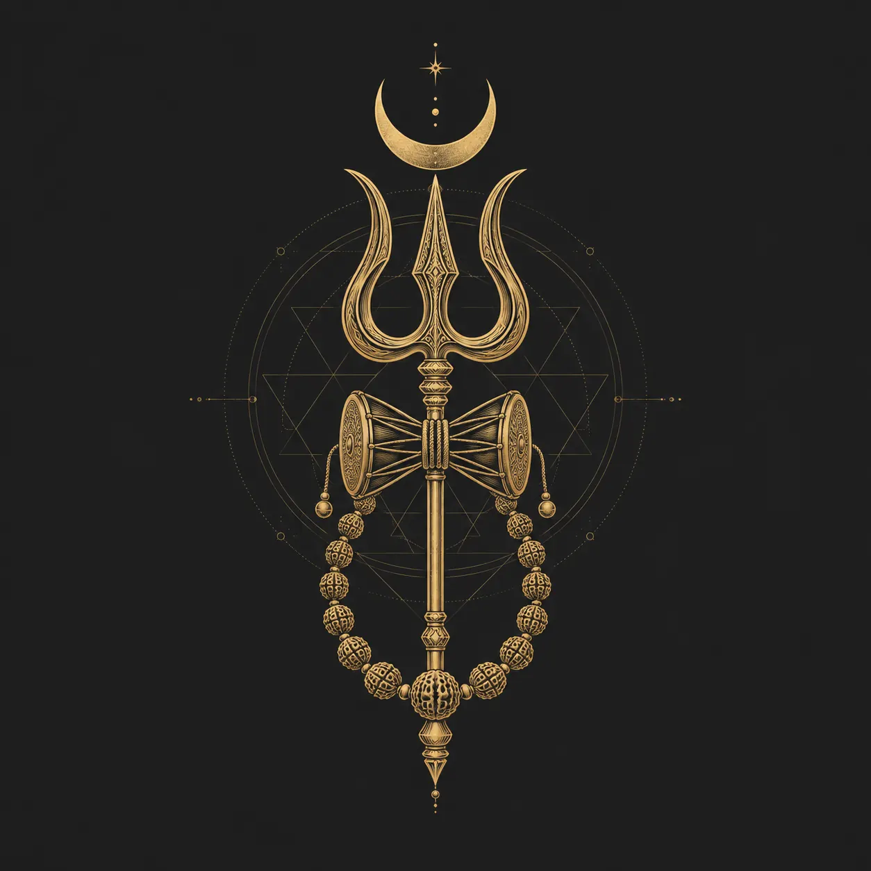 Trishul and Damaru wall tapestry artwork
