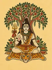 Madhubani-Inspired Shiva on Tiger Skin