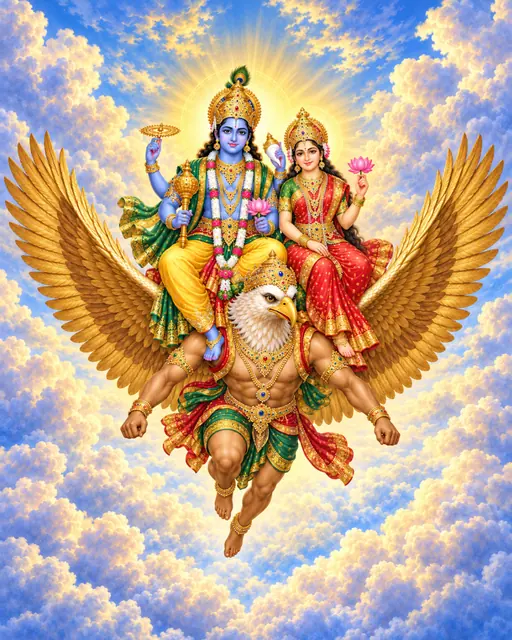 Vishnu and Lakshmi on Garuda