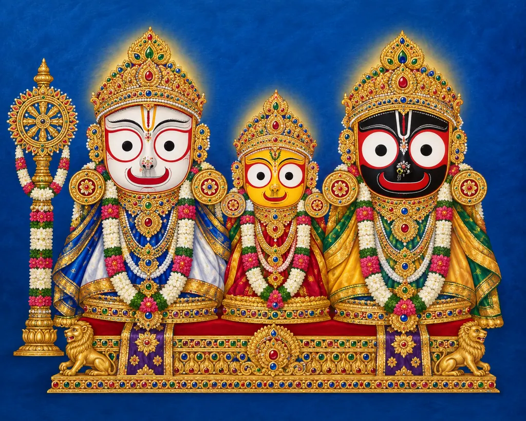 Jagannath, Balabhadra and Subhadra wall tapestry artwork