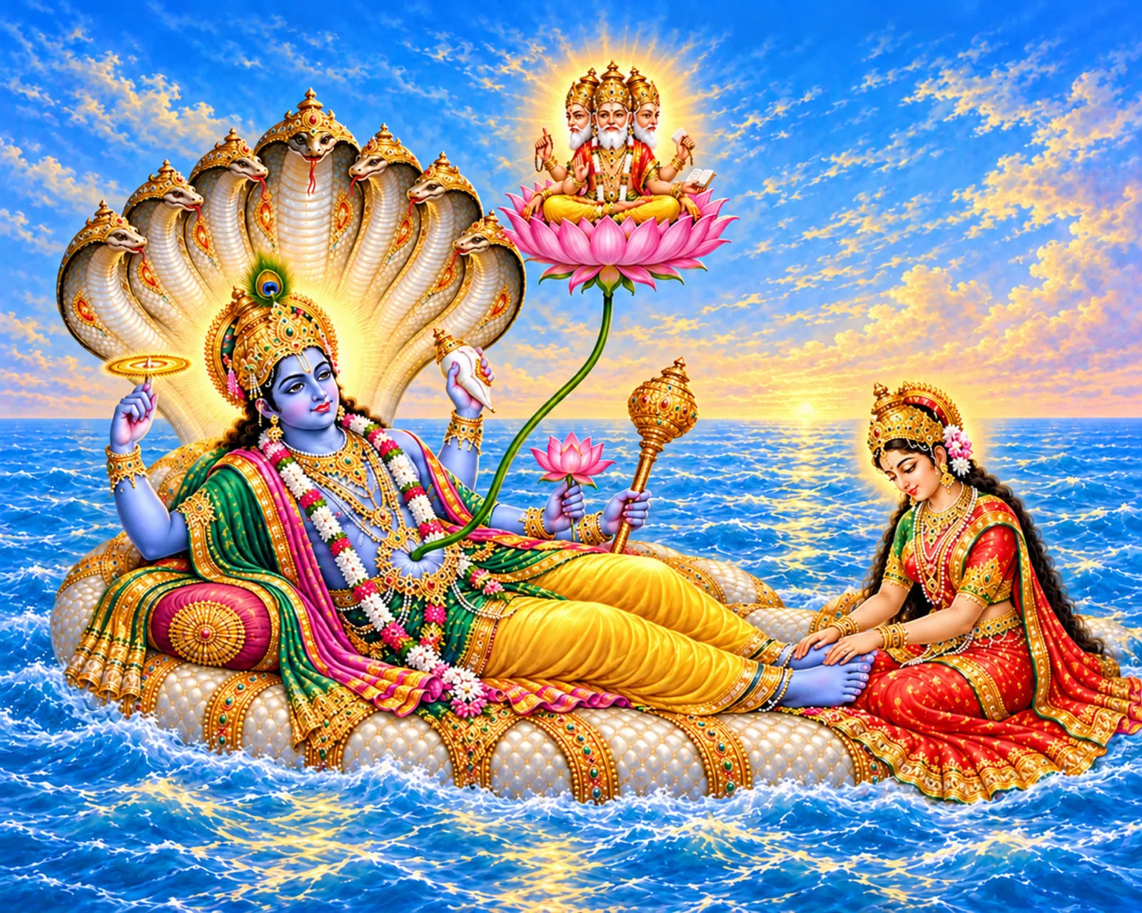 Vishnu on Ananta Shesha wall tapestry artwork